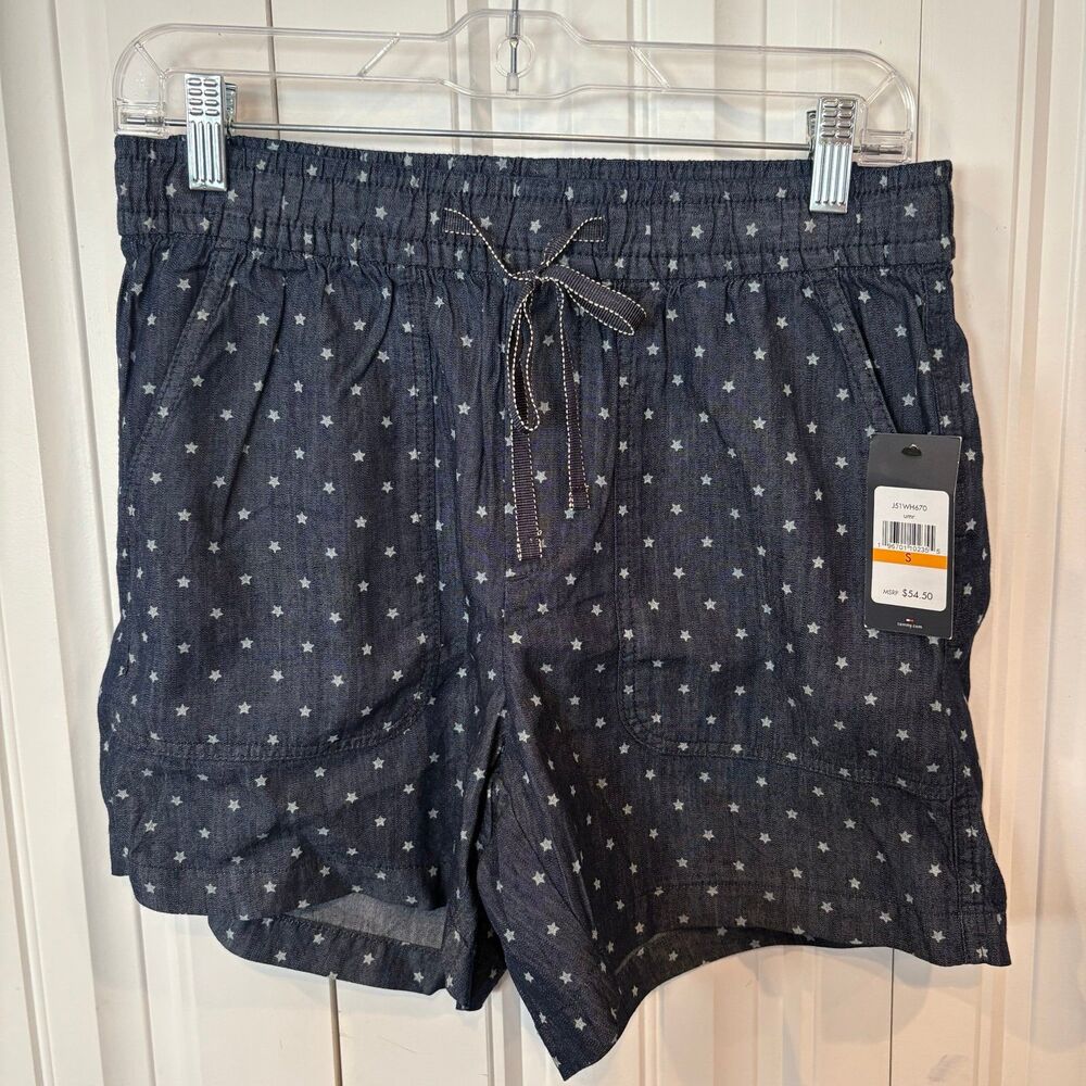 Tommy Hilfiger Blue Chambray Star Pull On Shorts Size Small